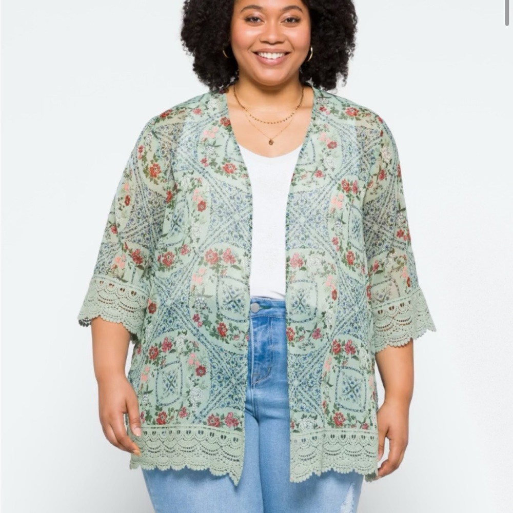 Floral Lace Blouse - Green